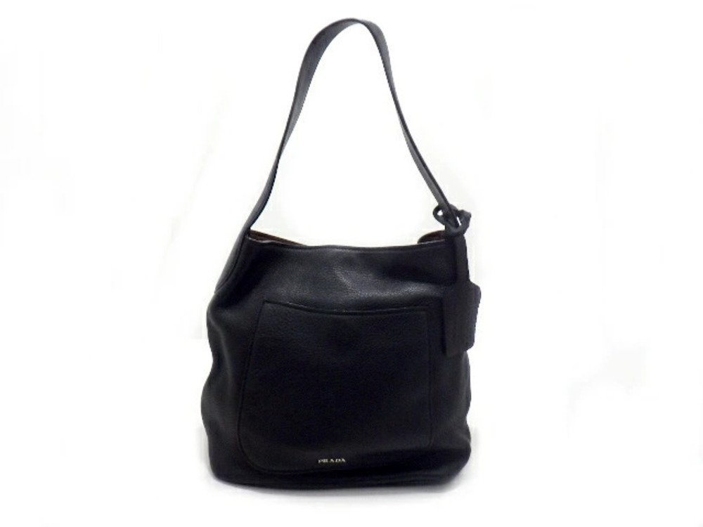 Prada bag shoulder embossed leather black